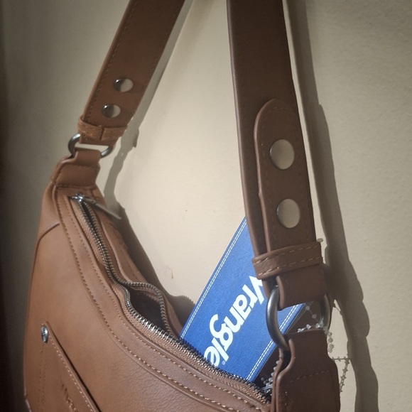 Wrangler Brown Tooled Leather Fringe Shoulder Purse - Picture 5 of 11